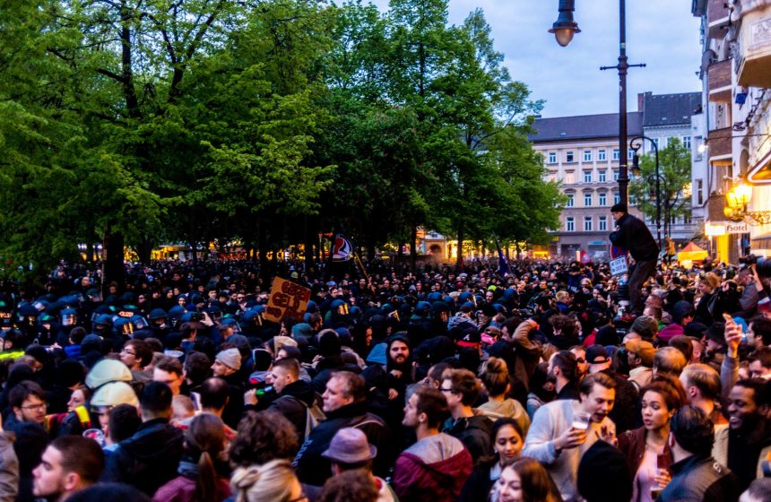 May demonstrations at the first of may street festival in berlin at Spreewaldplatz